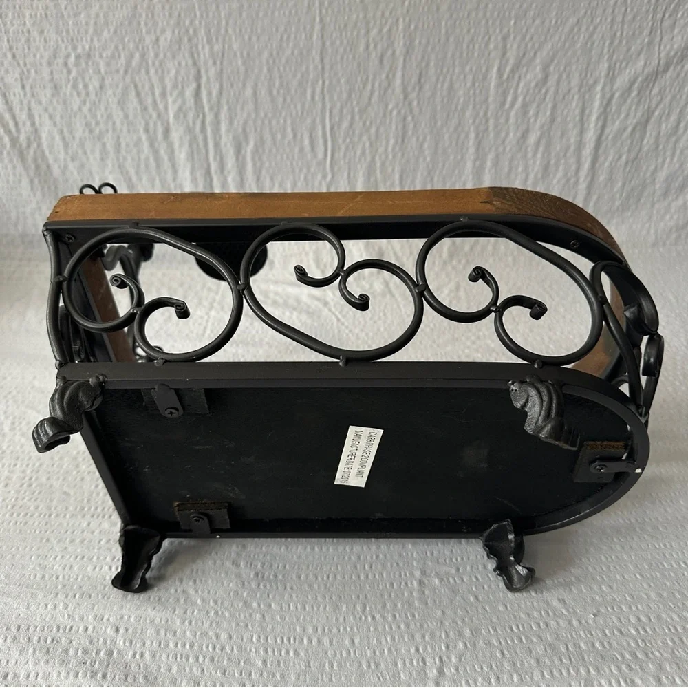 Vintage Wrought Iron Wood Clawfoot Bathtub Planter Centerpiece Decor Caddy